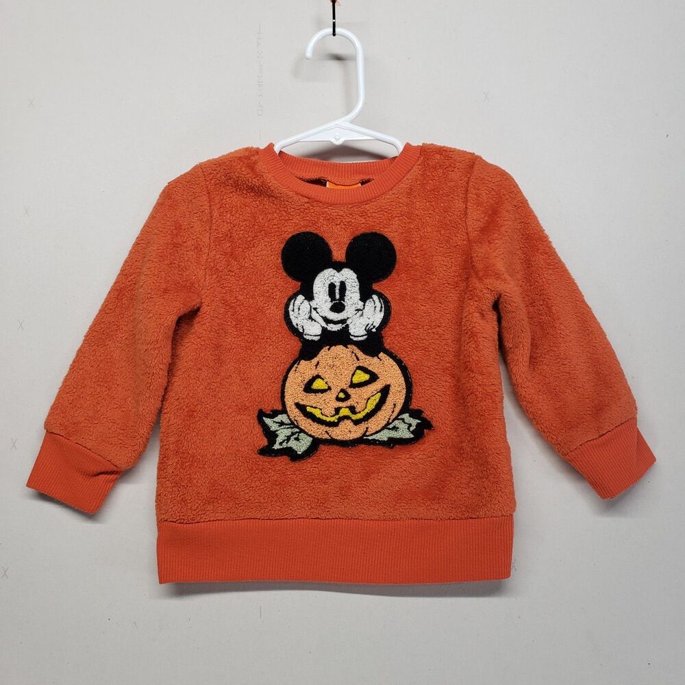 Disney Halloween Sweater Shirt 24M Mickey Jack O Lantern